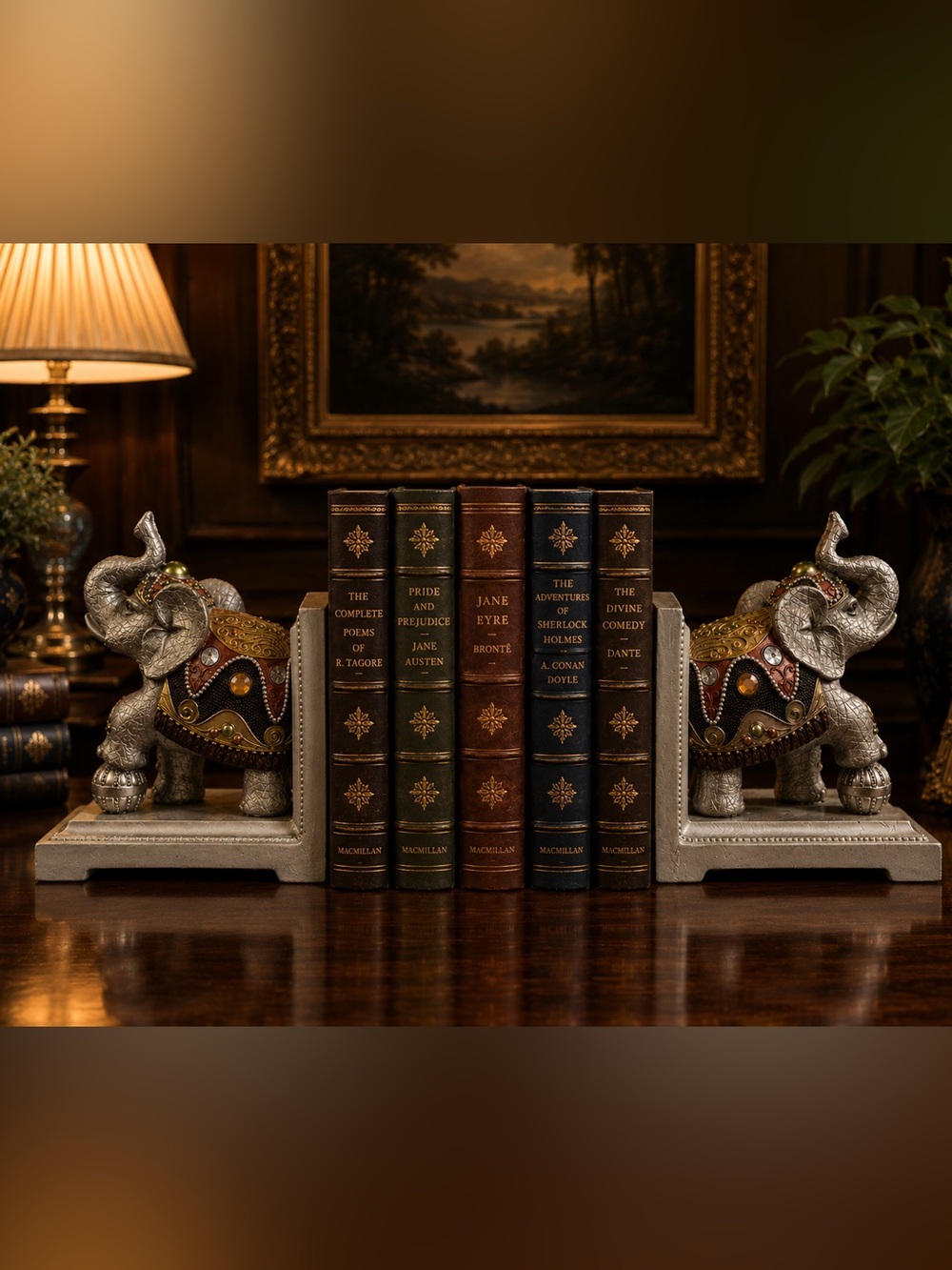 Silver-colored resin bookends